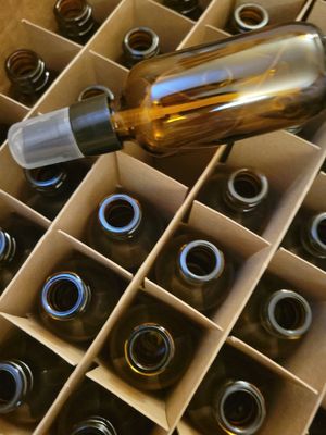Bottle Amber Glass with Black Mist top (2 ozs)