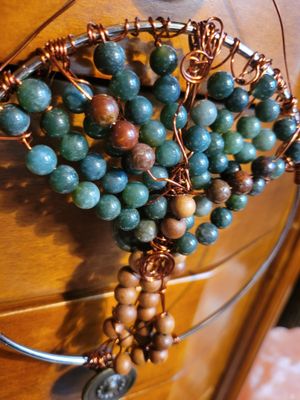 Wall Hanging-Trees ARE Life. Moss Agate- Tibetan wooden beads &amp; African Jasper WAS$95