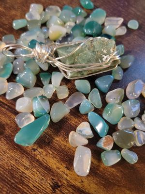 Pendant Green Heulandite- Created by Judy-with charged stones