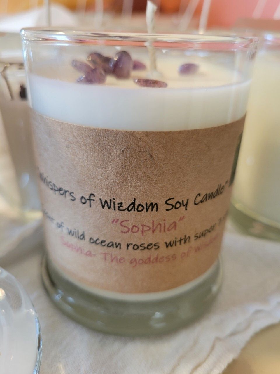 Judy's Soy Candle -Goddess Sophia with Super 7 stones(Large) RETIRING WAS $38.00