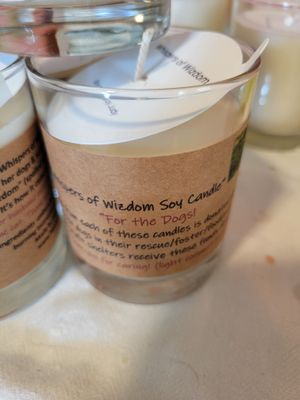 Judy's Soy Candle -(Donations- FOR THE DOGS) light coconut scent RETIRING WAS $25.00