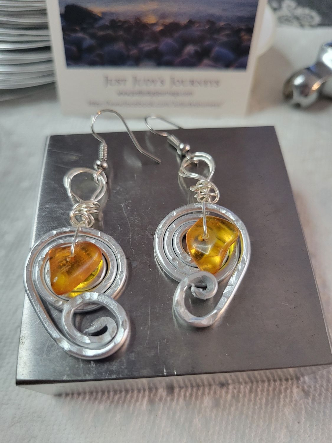 Judy's Hand-Designed Earrings- Not So Perfectly-Perfect -Baltic Amber