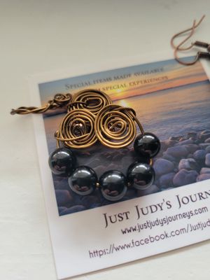 Judy's Hand-Designed Earrings/Pendant Set- Black Tourmaline SET WAS $58.