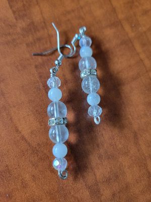Earrings Quartz/Rainbow Moonstone-Created  By Janelle Were $28