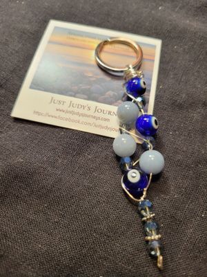 Judy's Hand-Designed-Crystal Key Chain/Protective Eye/Celestite