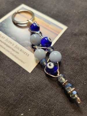 Judy's Hand-Designed-Crystal Key Chain/Protective Eye/Celestite