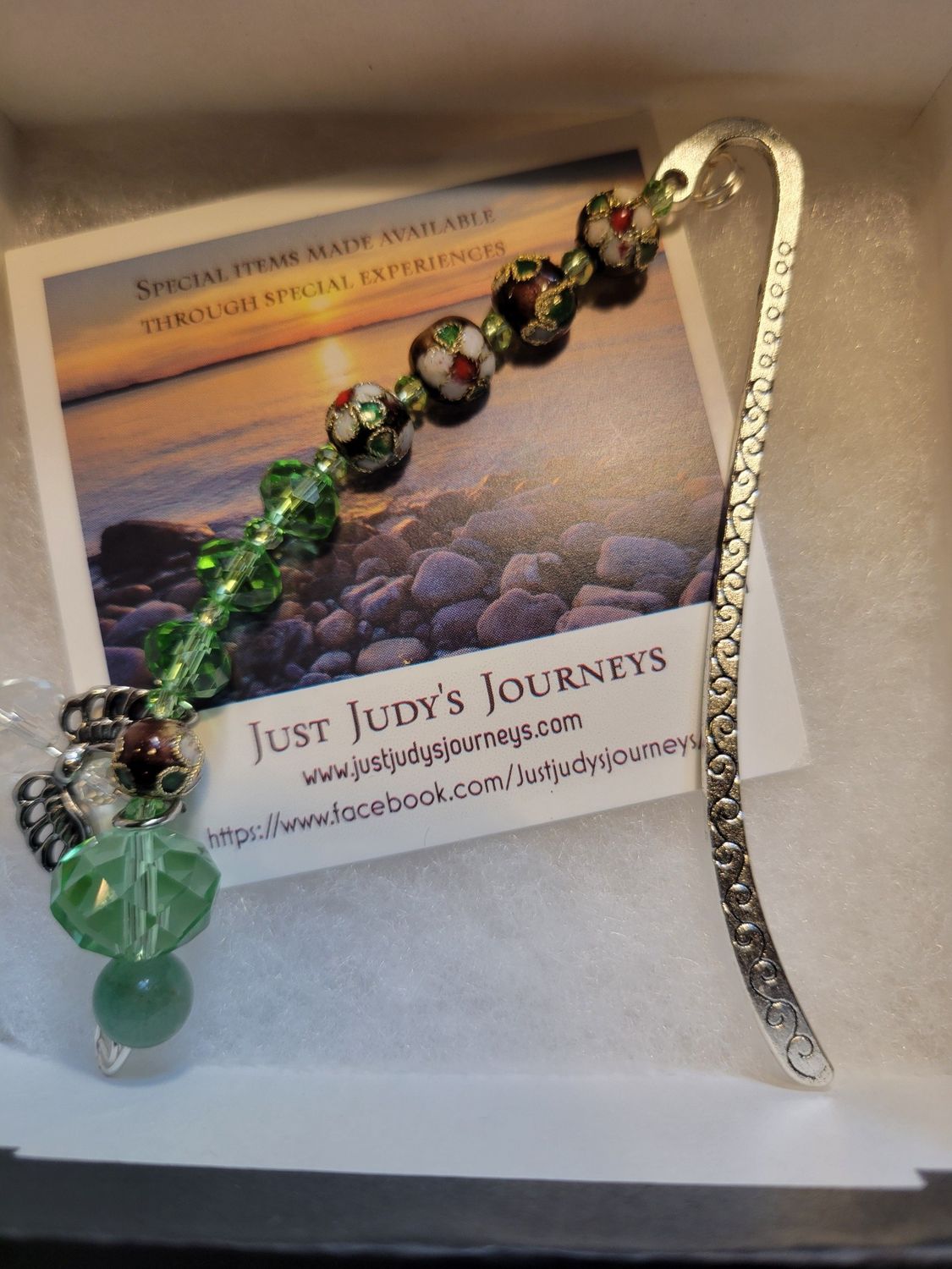 Bookmark- Angelic Green Faceted  &amp; Cloisonne Beadwork (Boxed)WAS$33