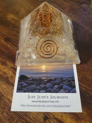 Crystal Selenite/Copper Pyramid 3inches. WAS$55.00