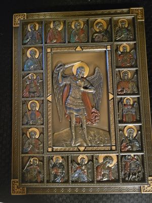 Wall Hanging- Archangel Michael &amp; Saint Friends - Cold Cast Resin Ready to hang . WAS$125.