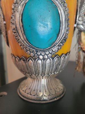 Vessel Sacred -India- Howlite, Ruby, Jasper, MetalsWAS$350+
