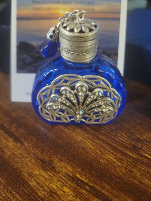 Bottle Perfume/Oil Glass- CR design- Cobalt- with glass applicator (empty) Limited pieces.