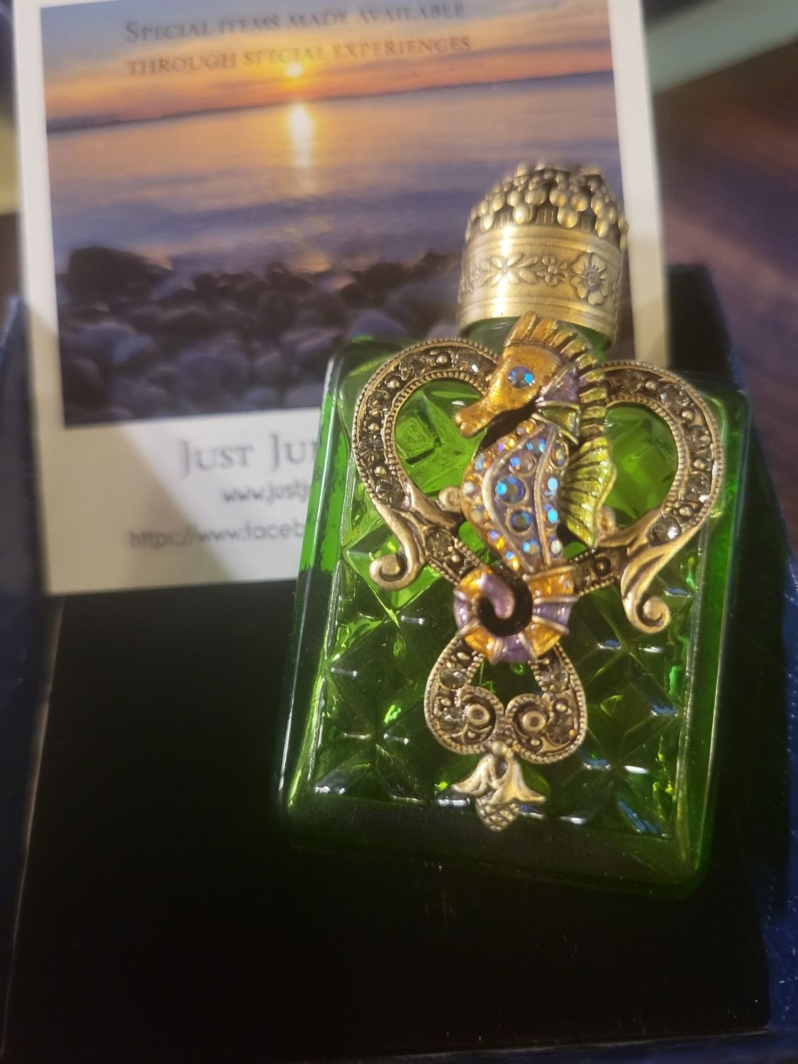 Bottle Perfume/Oil Glass- CR design- Seahorse- with glass applicator (empty) Limited pieces.