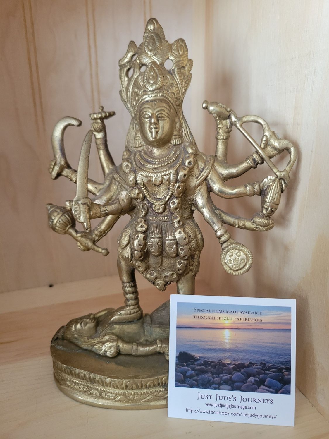 Statue Goddess Kali -Solid Brass India 8 inches high