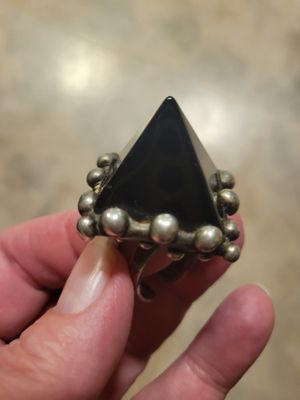 Ring-Soldered- Black Obsidian Pyramid Ring. (locally made) WAS$300.