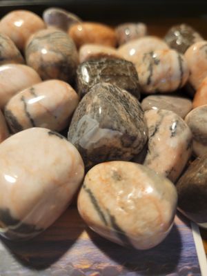 Crystal Tumbled Pink/Zebra Jasper (Med)  (25 Pieces!!) Value $150