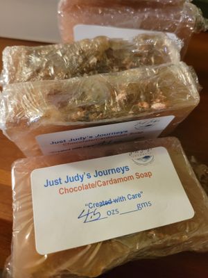 Soap-Judy's Chocolate/Cardamom/Kaolin Soap Bar-4.5( 127gms) with organic oils of olive, coconut and honey.
