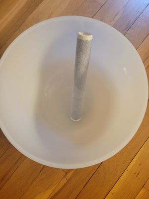 Crystal Frosted unleaded 10" white Singing Bowl with striker &amp; rubber base-(Studio Piece) PICK UP ONLY