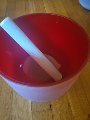 Crystal Frosted 8" Singing Bowl (Red-Root Chakra) with striker &amp; rubber base-(Studio Piece) PICK UP ONLY