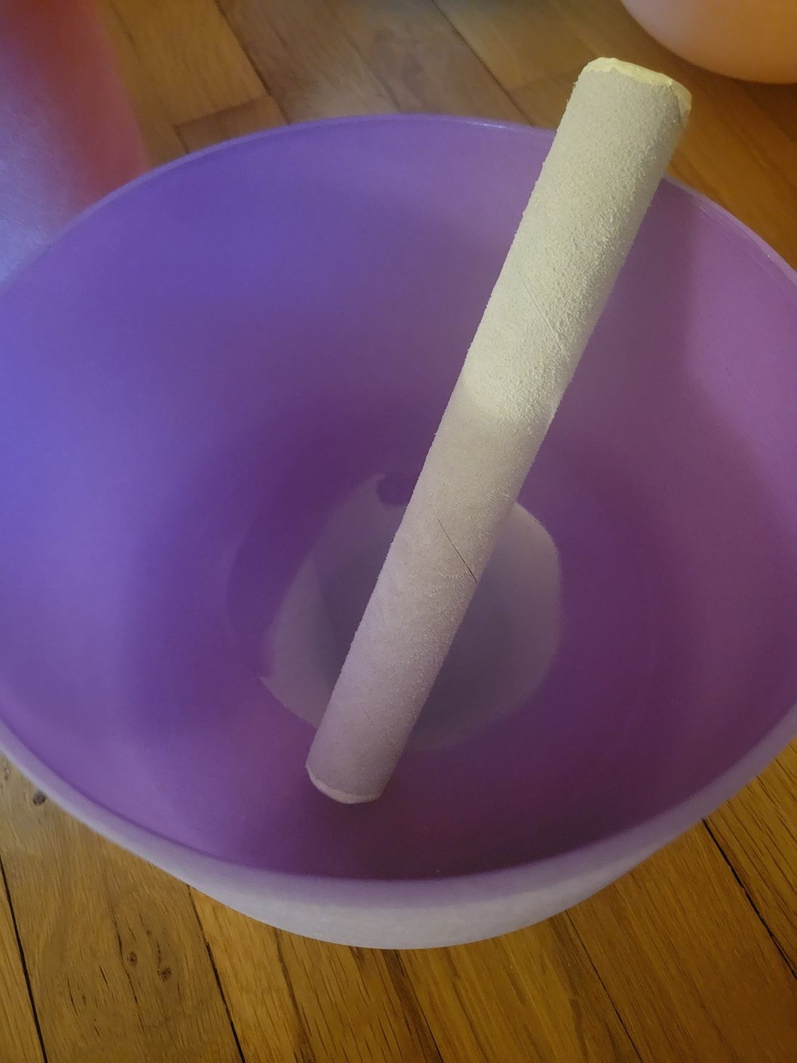 Crystal Frosted 8" Singing Bowl )Crown/Third Eye Chakra) with striker &amp; rubber base-(Studio Piece) PICK UP ONLY