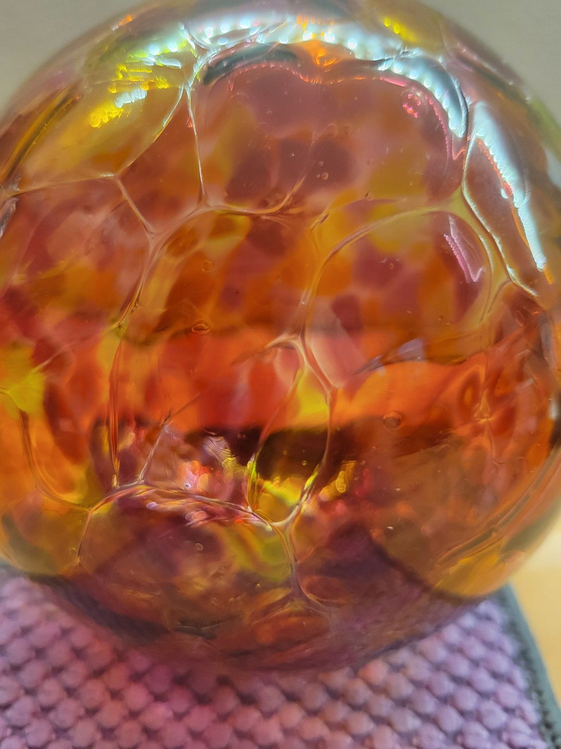 Glass Friendship Ball -16 inch Circumference. Ready to hang.