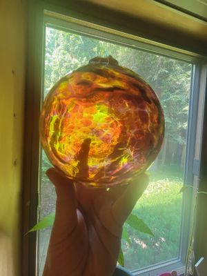Glass Friendship Ball -16 inch Circumference. Ready to hang.