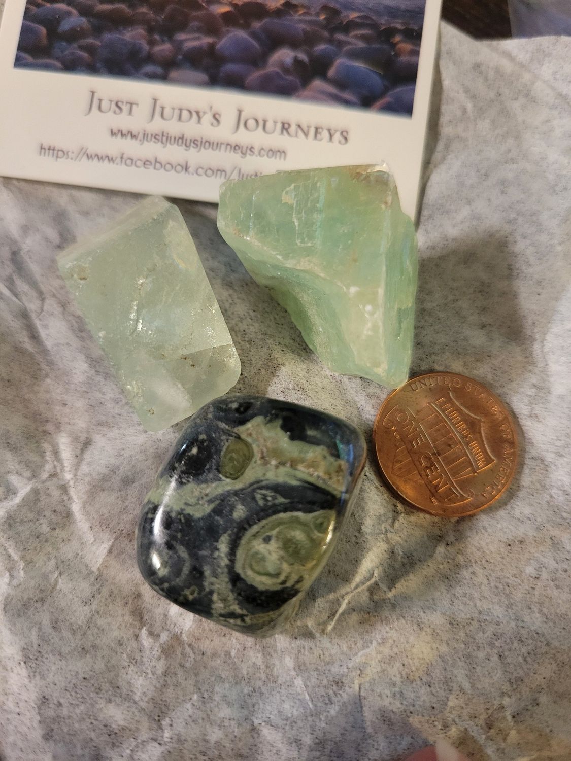 Crystal Green Calcite &amp; Kambaba Jasper (Three piece set)