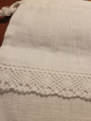 Linen (Lithuania) Drawstring Bag-6.25x8.25 Beautiful! Off white shade