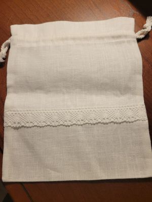 Linen (Lithuania) Drawstring Bag-6.25x8.25 Beautiful! Off white shade