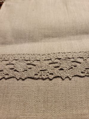 Linen (Lithuania) Drawstring Bag-6.25x8.25 Beautiful! Taupe shade