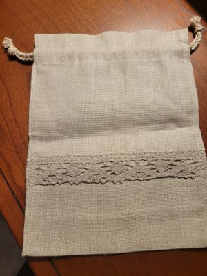 Linen (Lithuania) Drawstring Bag-6.25x8.25 Beautiful! Taupe shade