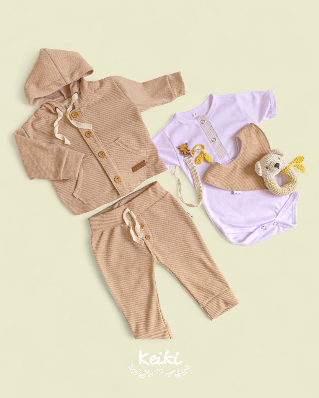 Conjunto de Tela Wafle y Algodón más Accesorios