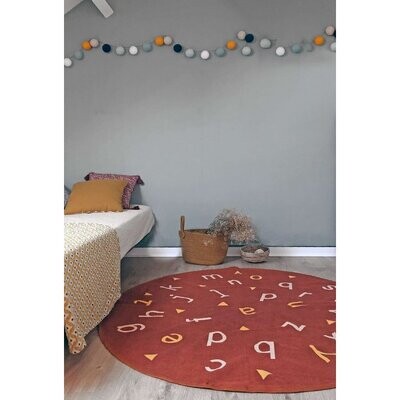 AFK LIVING Kid's round rug Alphabet - Terracotta