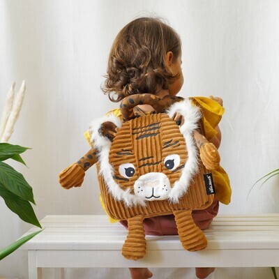 Les Déglingos Corduroy backpack Speculos the tiger