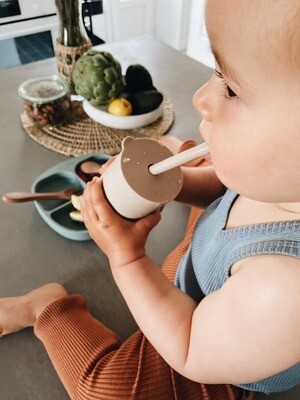 leo et lea Silicone Cup with Straw, beige