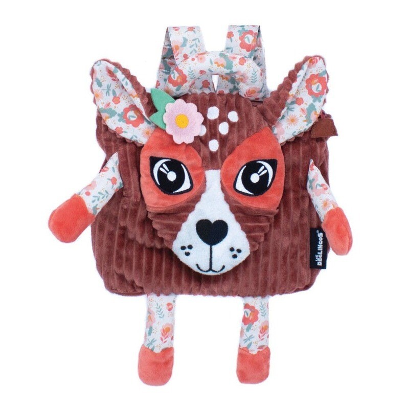 Les Déglingos Corduroy backpack Jélékros the lion
