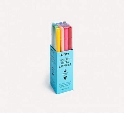OMY itin gerai nuplaunami spalvinimo flomasteriai - 16 ultrawashable felt pens
