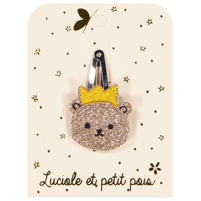 Luciole et Petit Pois hair clip - Barrette ours - Glitter or