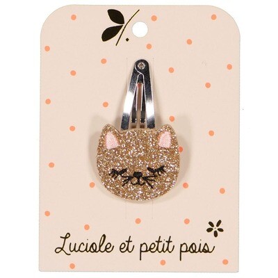 Luciole et Petit Pois hair clip -Barrette chaton - Glitter or