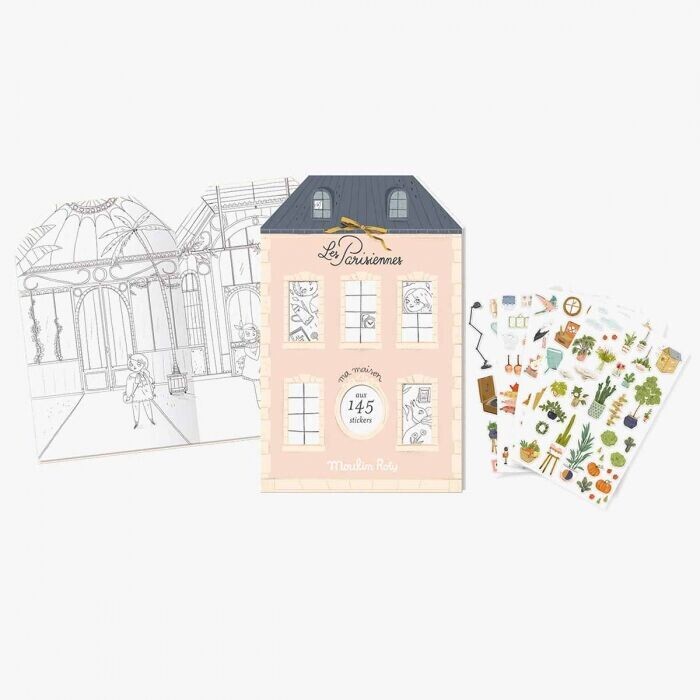 Moulin Roty - Colouring book + 145 stickers Les Parisiennes