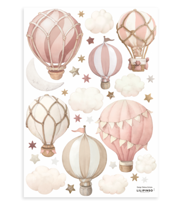 LILIPINSO sienų lipdukai - SELENE - Stickers muraux / Hot air balloons (pink)