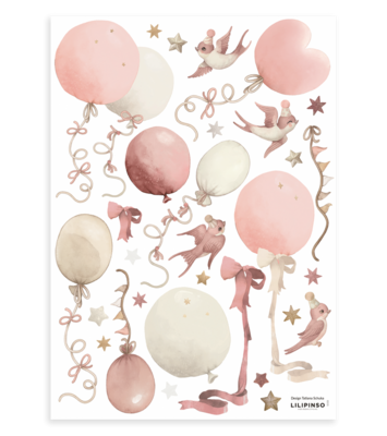 LILIPINSO sienų lipdukai - SELENE - Stickers muraux / Balloons and kites (pink)