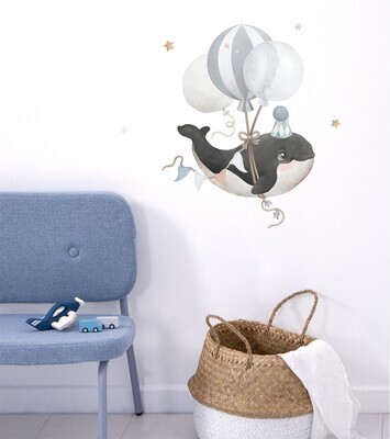 LILIPINSO - SELENE - Special sizes stickers / Flying whale (blue)