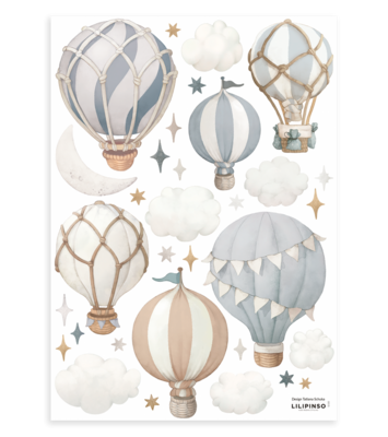 LILIPINSO sienų lipdukai - SELENE - Stickers muraux / Hot air balloons (blue)