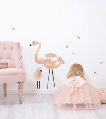LILIPINSO - FLAMINGO - Big wall stickers / Pink flamingo and baby