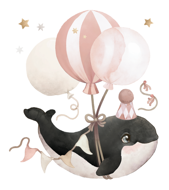 LILIPINSO - SELENE - Special sizes stickers / Flying whale (pink)