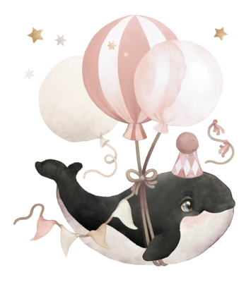 LILIPINSO - SELENE - Special sizes stickers / Flying whale (pink)