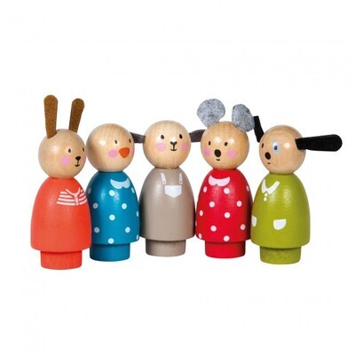 Moulin Roty - 5 assorted wooden characters La Grande Famille
