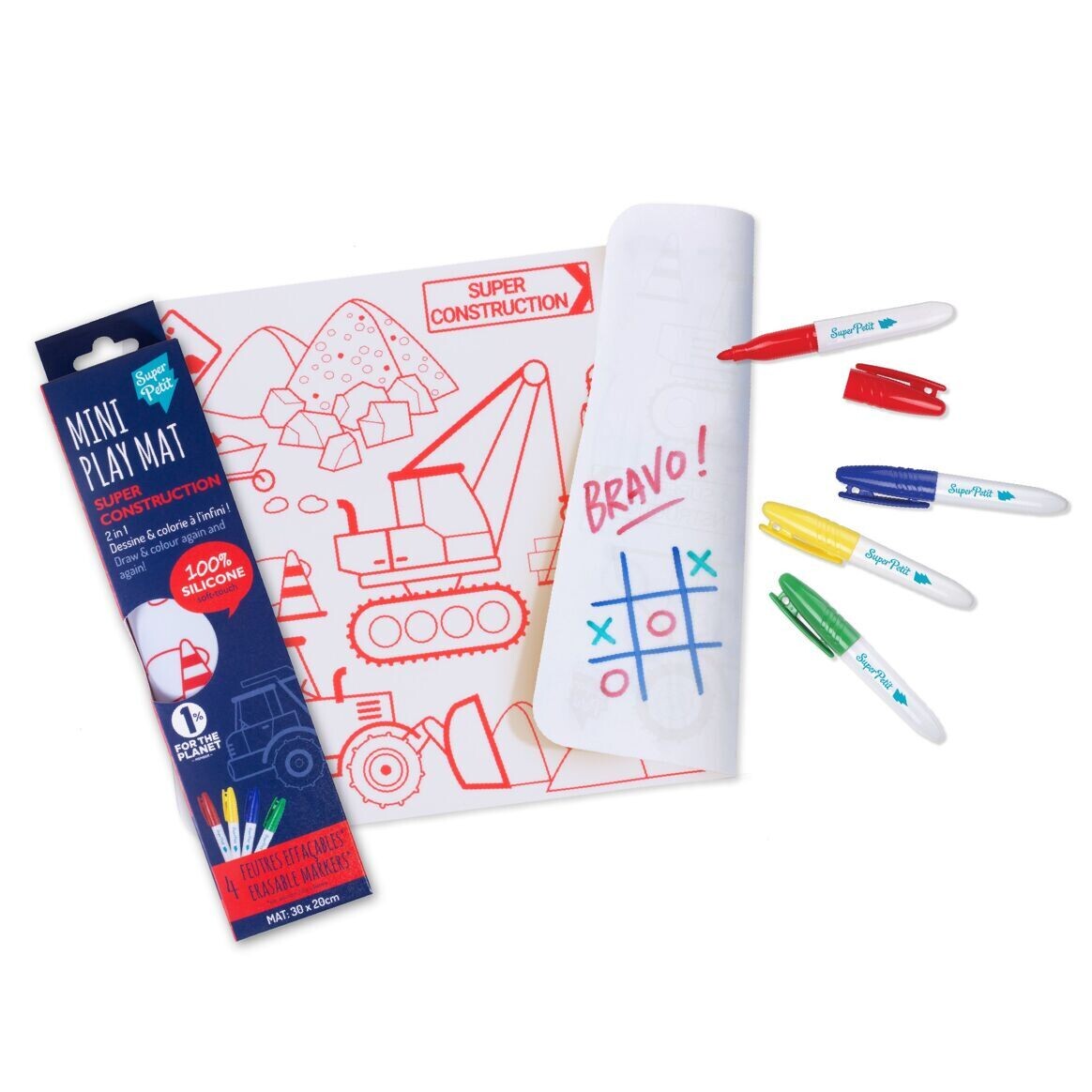 SuperPetit - Educational coloring: mini Playmat 2 in 1 - CONSTRUCTION