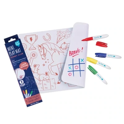 SuperPetit - Educational coloring: mini Playmat 2 in 1 - PONY CLUB