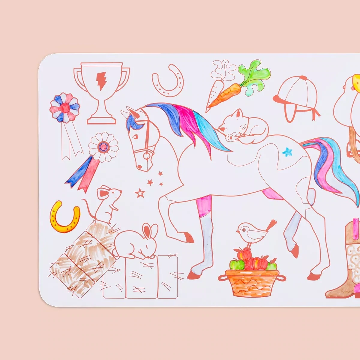 SuperPetit - Educational coloring: mini Playmat 2 in 1 - PONY CLUB